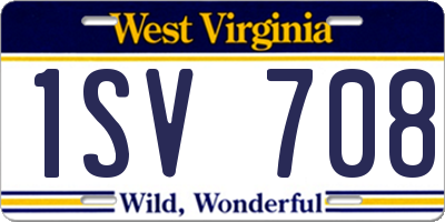 WV license plate 1SV708