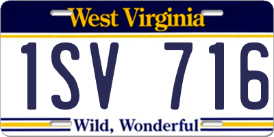 WV license plate 1SV716