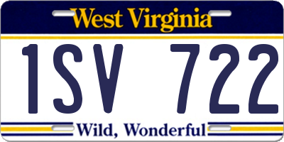 WV license plate 1SV722