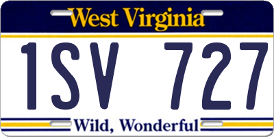 WV license plate 1SV727