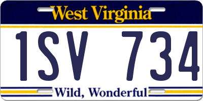 WV license plate 1SV734