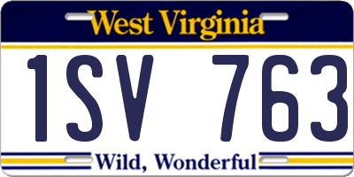 WV license plate 1SV763