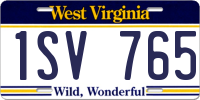 WV license plate 1SV765