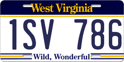WV license plate 1SV786