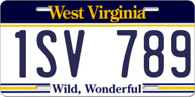WV license plate 1SV789