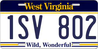 WV license plate 1SV802