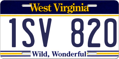 WV license plate 1SV820
