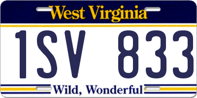 WV license plate 1SV833