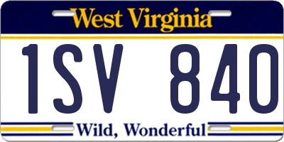 WV license plate 1SV840