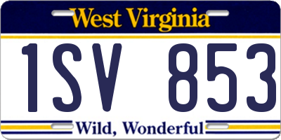 WV license plate 1SV853