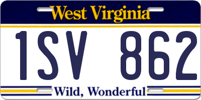 WV license plate 1SV862