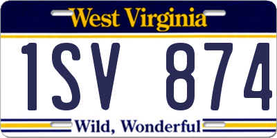 WV license plate 1SV874