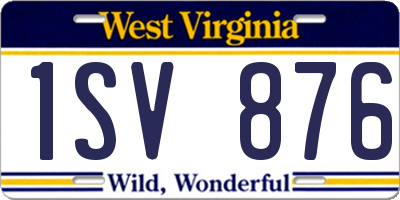 WV license plate 1SV876