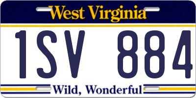 WV license plate 1SV884