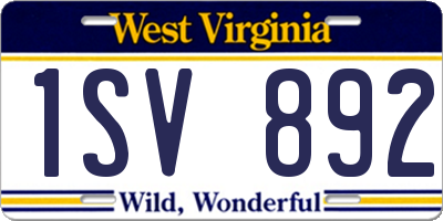 WV license plate 1SV892