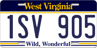 WV license plate 1SV905