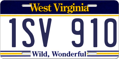 WV license plate 1SV910