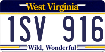 WV license plate 1SV916