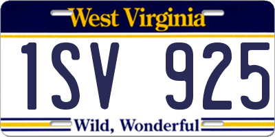 WV license plate 1SV925