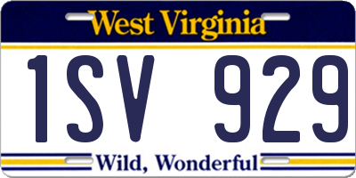 WV license plate 1SV929