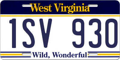 WV license plate 1SV930