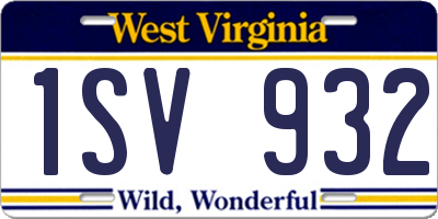 WV license plate 1SV932