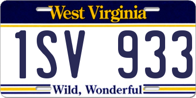 WV license plate 1SV933