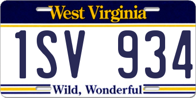 WV license plate 1SV934