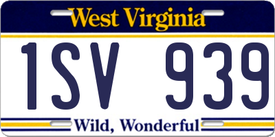 WV license plate 1SV939