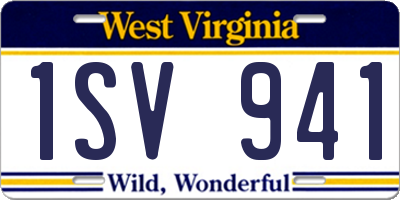 WV license plate 1SV941