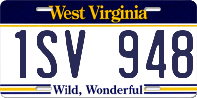WV license plate 1SV948