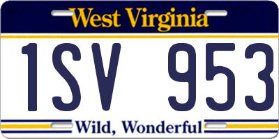 WV license plate 1SV953