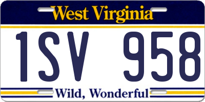 WV license plate 1SV958