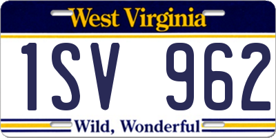 WV license plate 1SV962