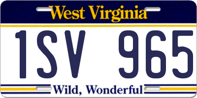 WV license plate 1SV965