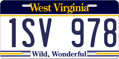 WV license plate 1SV978
