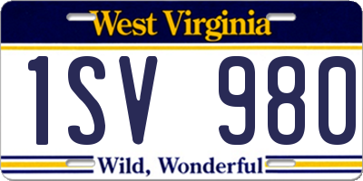 WV license plate 1SV980