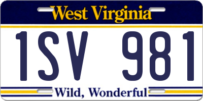 WV license plate 1SV981