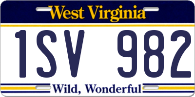 WV license plate 1SV982