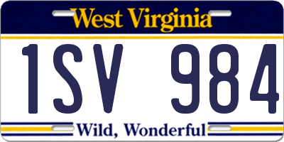 WV license plate 1SV984