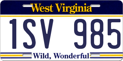WV license plate 1SV985