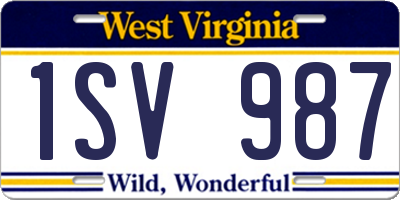 WV license plate 1SV987