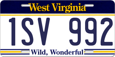 WV license plate 1SV992