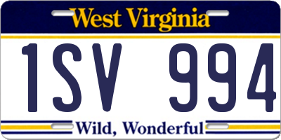 WV license plate 1SV994