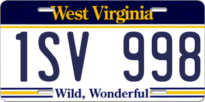 WV license plate 1SV998