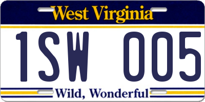 WV license plate 1SW005