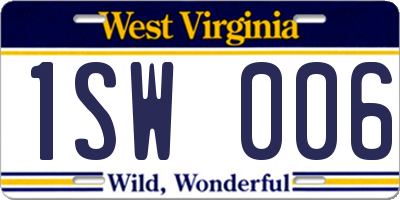 WV license plate 1SW006