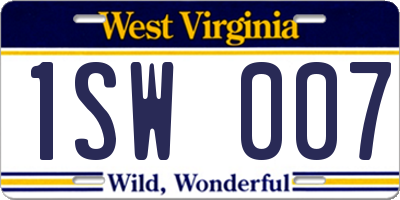 WV license plate 1SW007