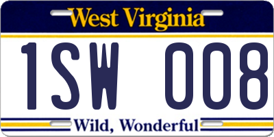 WV license plate 1SW008