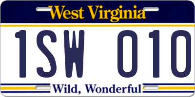 WV license plate 1SW010